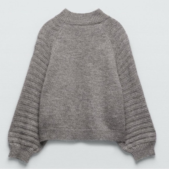 Zara Sweaters - NWT Zara Gray Mock Neck Ribbed Long Sleeve Pullover Sweater Size Small